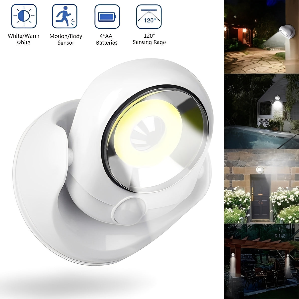 Motion Sensor Activated LED Night Lamp for Indoor and Outdoor Use