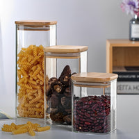 Glass Storage Jar with Bamboo Lid, Minimalist Design