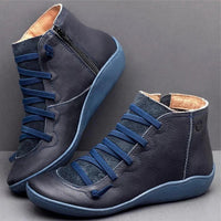 Side-Zip Ankle Boots for Women with Round Toe and Block Heel Design
