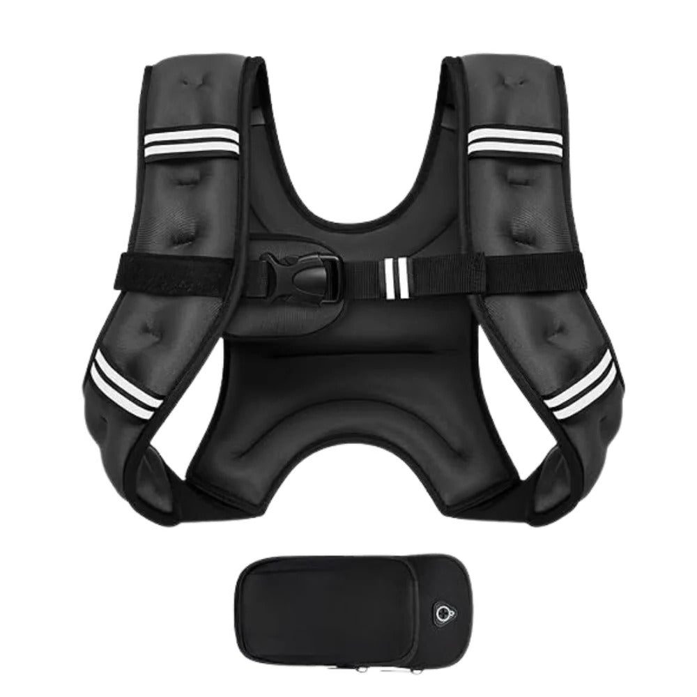 Multi Pocket Weighted Fitness Vest with Adjustable Straps and Removable Storage Pouch