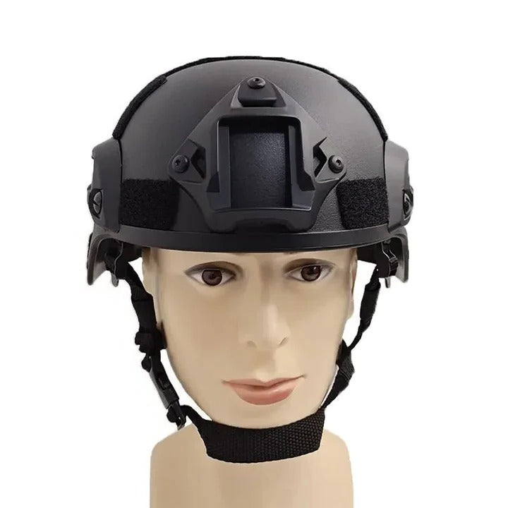 Outdoor Helmet with Tactical Style and Adjustable Strap and Accessory Rails