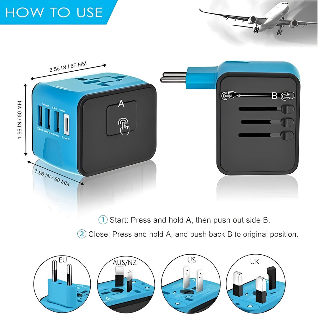 Universal Travel Power Adapter with USB Charging Ports