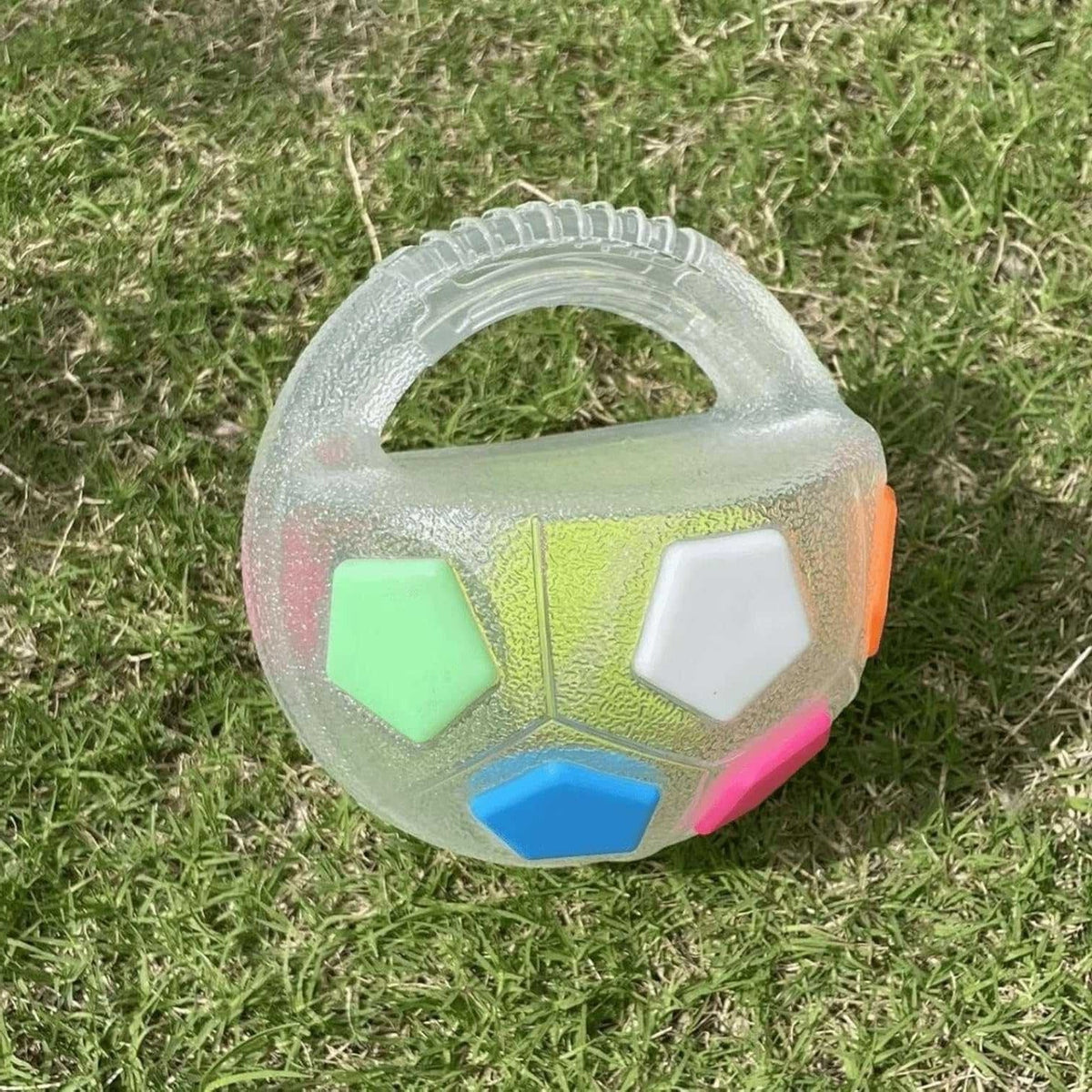 Heavy Duty Rubber Football Chew Toy with Ball in Bottle Design