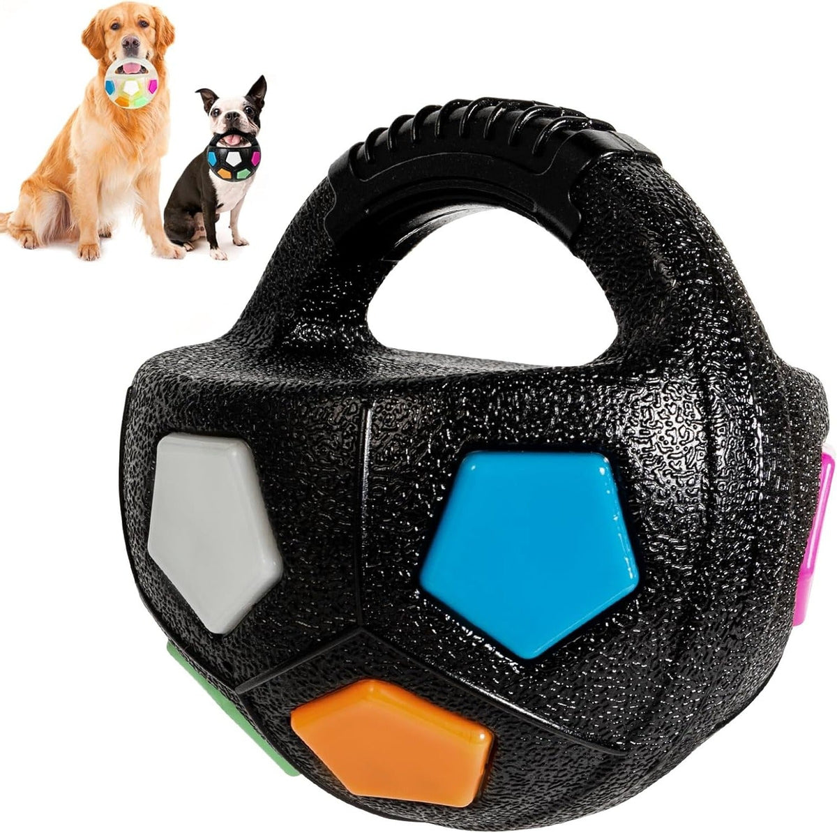 Heavy Duty Rubber Football Chew Toy with Ball in Bottle Design