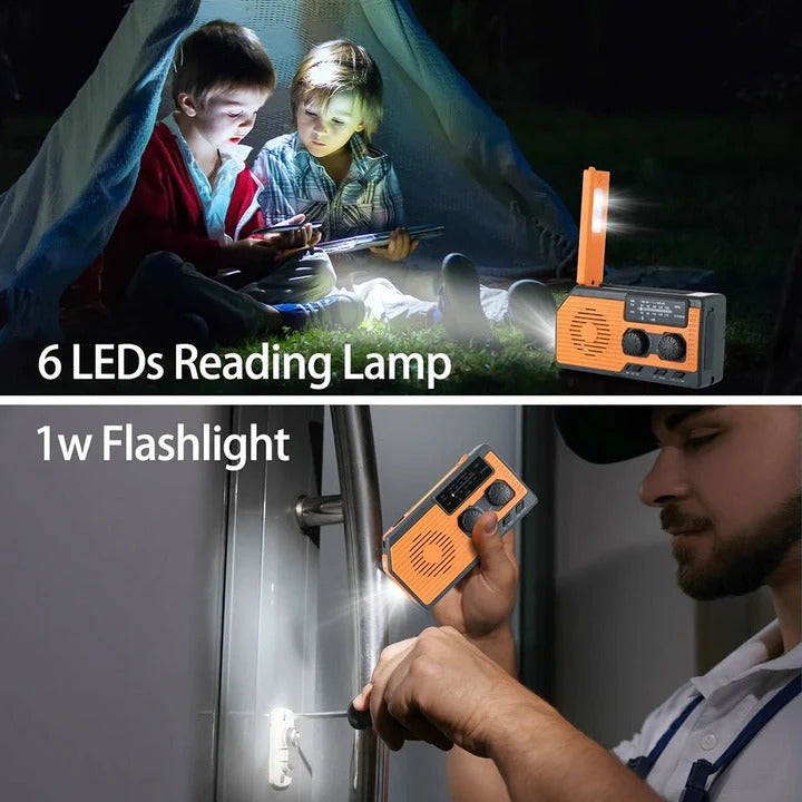 Multi-Function Hand Crank Solar Powered Emergency Weather Radio with LED Flashlight and USB Charging Port