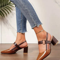 Block Heel Pumps for Women with Ankle Strap Support