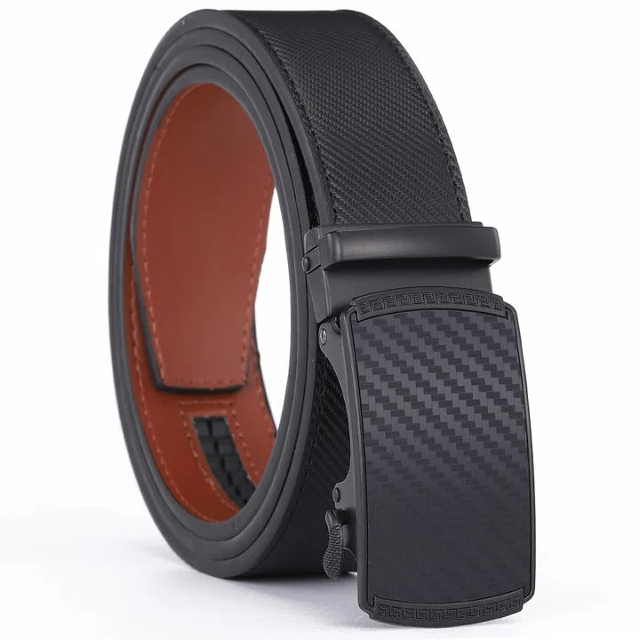 Sliding Buckle Leather Belt with No Hole Adjustable Strap for Men