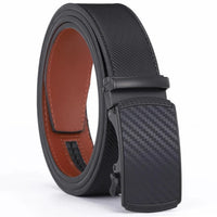 Sliding Buckle Leather Belt with No Hole Adjustable Strap for Men