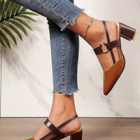 Block Heel Pumps for Women with Ankle Strap Support