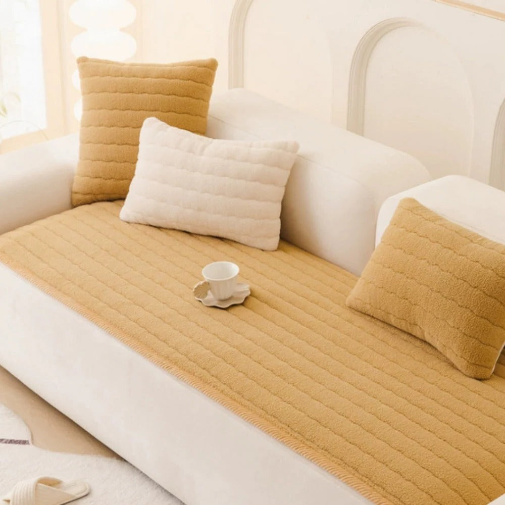 Plush Textured Sofa Cover with Thick Padding