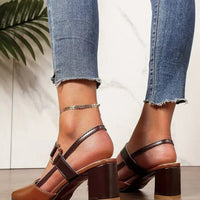 Block Heel Pumps for Women with Ankle Strap Support