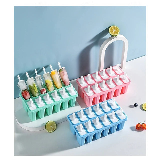 Silicone Freezer Pop Mold Set with Reusable Sticks for Homemade Ice Cream and Juice Bars