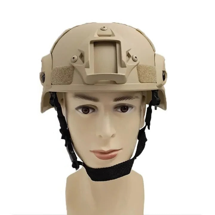 Outdoor Helmet with Tactical Style and Adjustable Strap and Accessory Rails