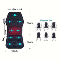 Heated Back Massager Cushion with Vibration and Lumbar Support