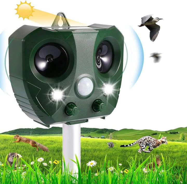 Outdoor Ultrasonic Pest and Bird Repeller with Motion Activated Deterrent for Garden  and Outdoor Use
