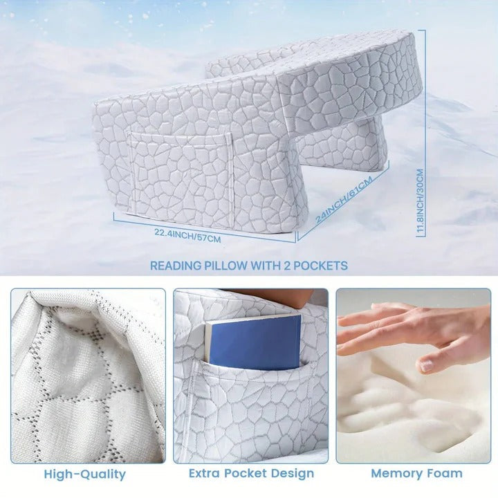 Adjustable Bed Reading Pillow with Back and Arm Support