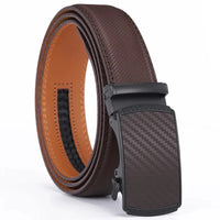 Sliding Buckle Leather Belt with No Hole Adjustable Strap for Men
