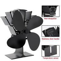 Fireplace Fan with Heat Powered Operation for Heat Distribution Support