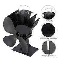 Fireplace Fan with Heat Powered Operation for Heat Distribution Support