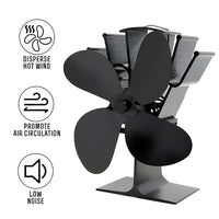 Fireplace Fan with Heat Powered Operation for Heat Distribution Support