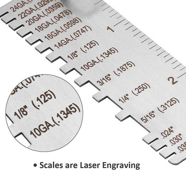 Dual Purpose Metal and Wire Thickness Measuring Tool for Welding Projects