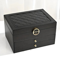 Tiered Jewelry Organizer Box with Multi-Compartment Display Storage