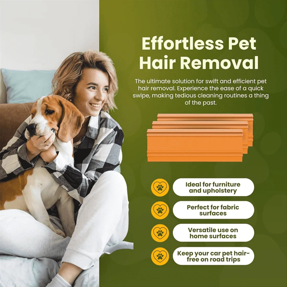 Reusable Pet Hair Remover Brush for Furniture and Vehicle Interiors