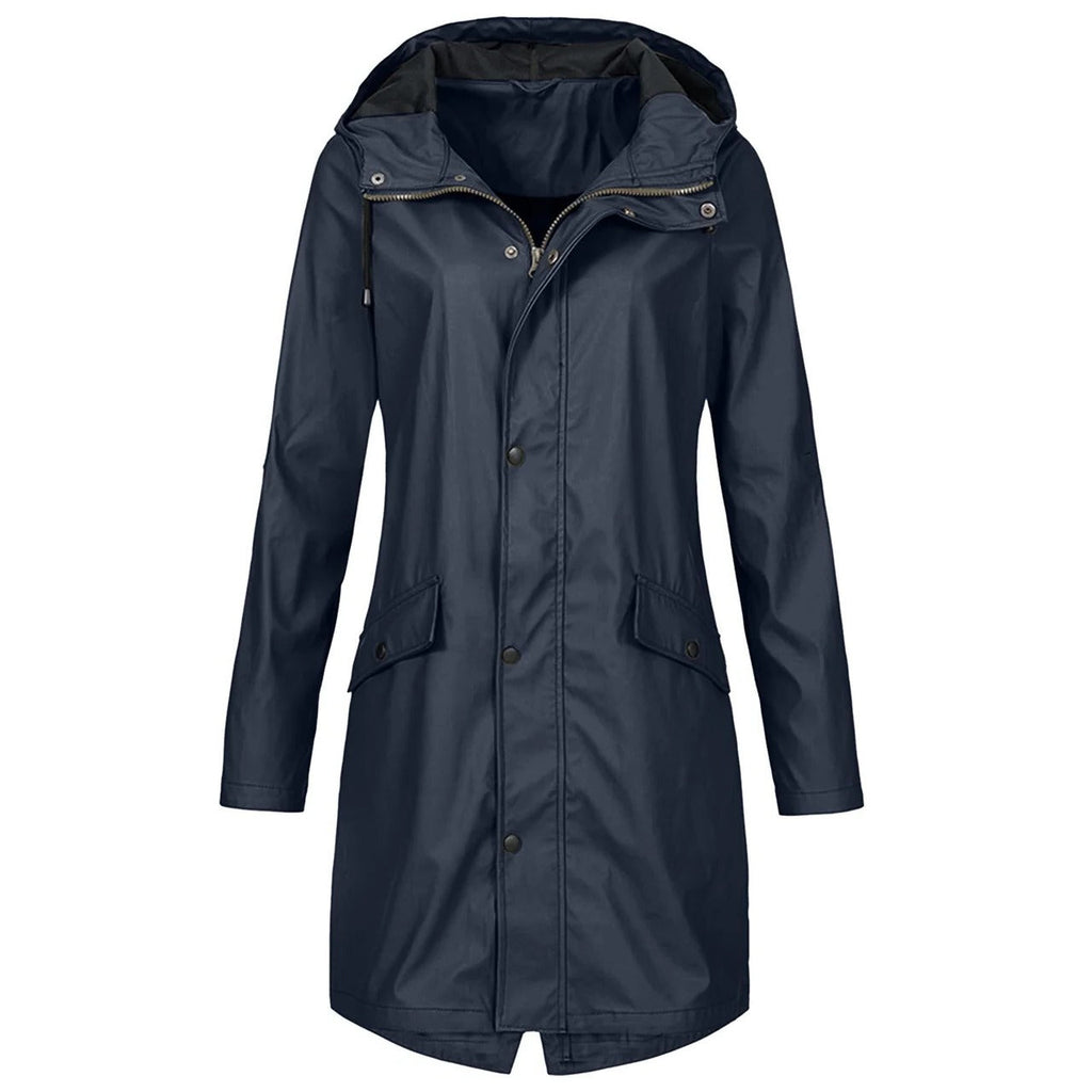 Womens Waterproof Hooded Rain Jacket with Lightweight Construction