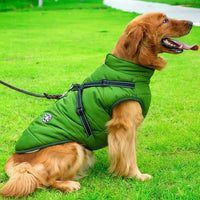 Waterproof Winter Dog Jacket with Sherpa Fleece Lining and Harness