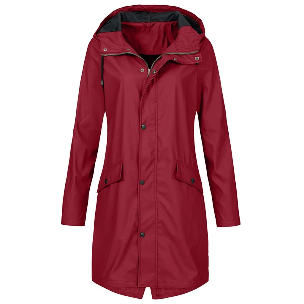Womens Waterproof Hooded Rain Jacket with Lightweight Construction