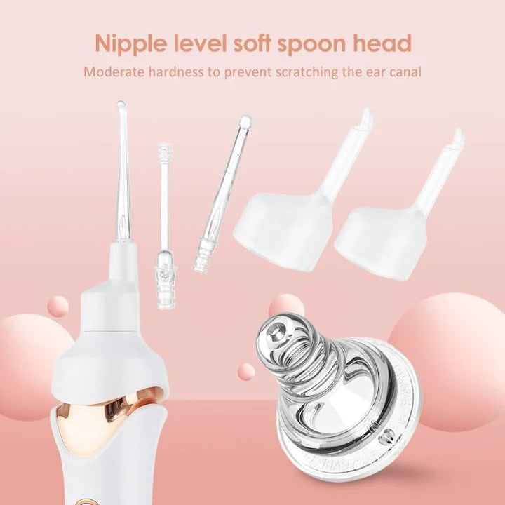 Rechargeable Ear Wax Support Cleaner with Low Noise Motor and Soft Silicone Tips