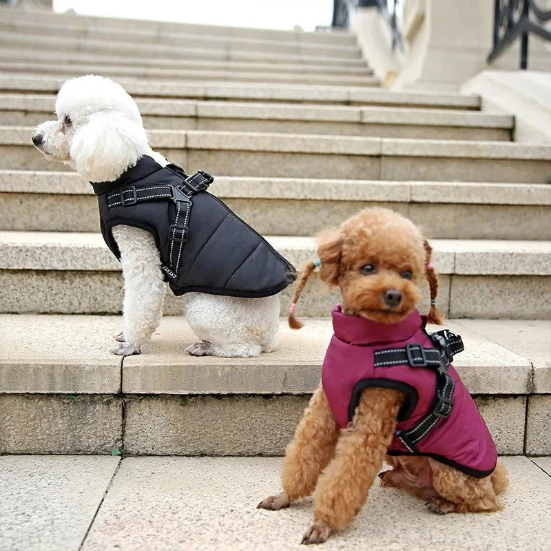 Waterproof Winter Dog Coat with Integrated Harness for Outdoor Use