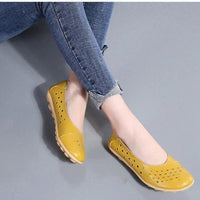 Ladies Broad Width Leather Loafer Shoes with Cushioned Sole