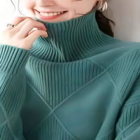Cashmere Womens Oversized Pullover with Textured Diamond Stitch Detail