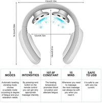 Rechargeable Neck Massager with Heat and Adjustable Pulse Modes