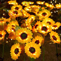 Solar LED Sunflower Garden Stakes with Outdoor Yard Decor