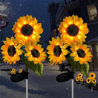 Solar LED Sunflower Garden Stakes with Outdoor Yard Decor