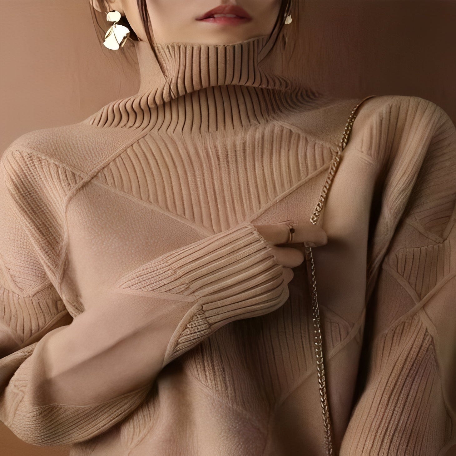 Cashmere Womens Oversized Pullover with Textured Diamond Stitch Detail