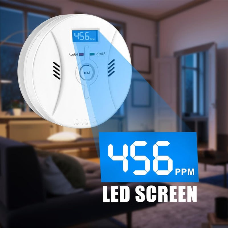 Combined Carbon Monoxide and Smoke Detector Alarm for Home and Kitchen Safety
