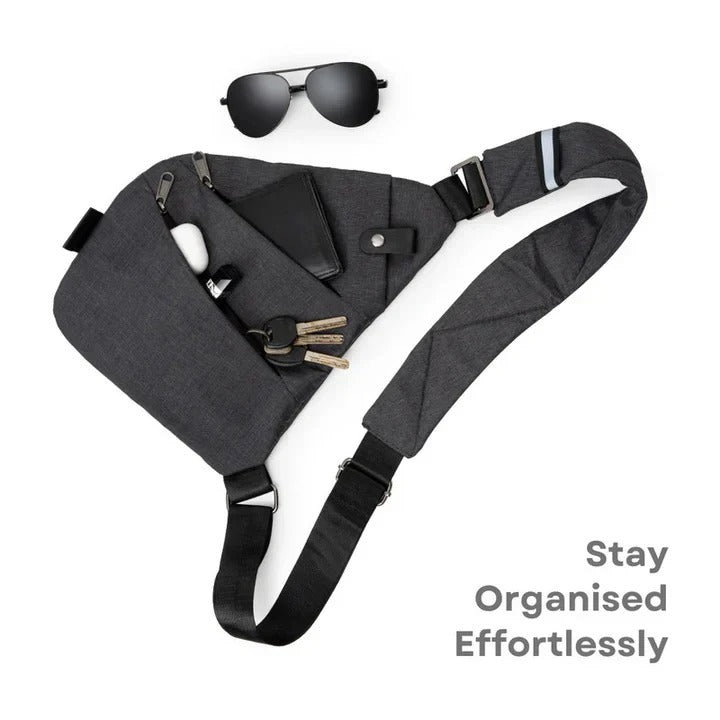 Unisex Water Resistant Crossbody Sling Bag with Anti Theft Zippers and Adjustable Strap