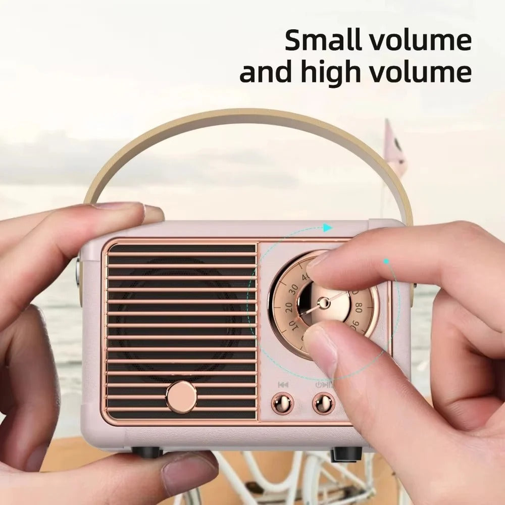 Retro Design Portable Bluetooth Speaker with Built In Bass Driver