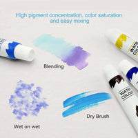 Portable Travel Watercolor Set with Mini Palette, Brush and Sketchbook