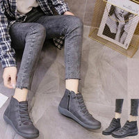 Side-Zip Ankle Boots for Women with Round Toe and Block Heel Design