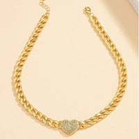Crystal Heart Pendant Choker with Rhinestone Detail for Women