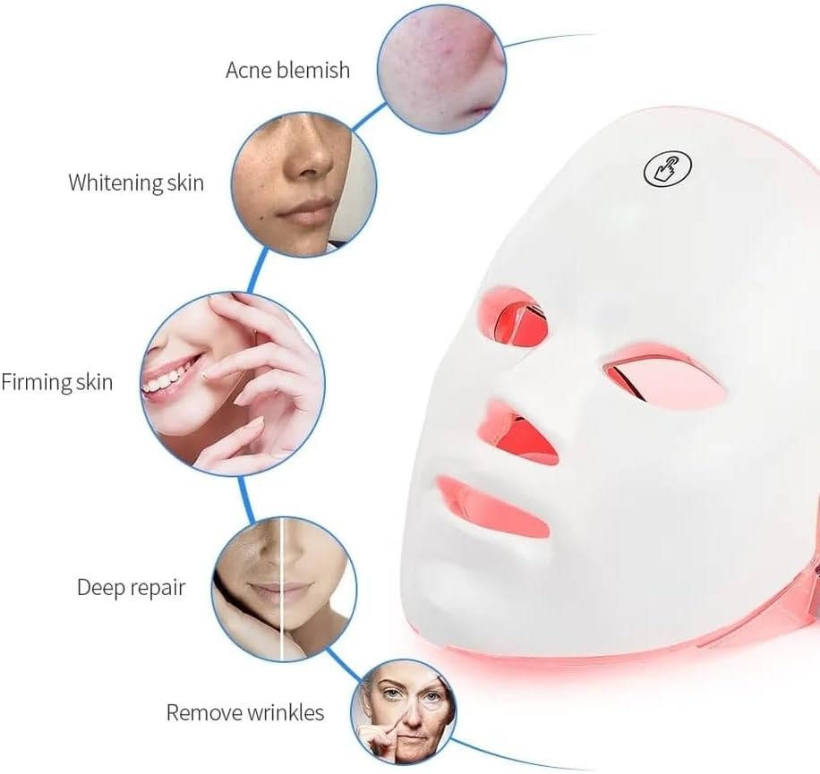 Cordless 7 Color LED Face Mask with Adjustable Straps