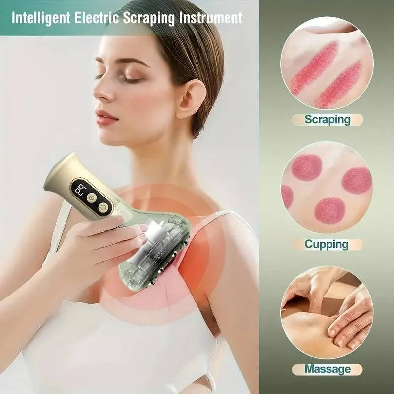 Rechargeable 3 in 1Vacuum Cupping Massager with Heat and LED Display