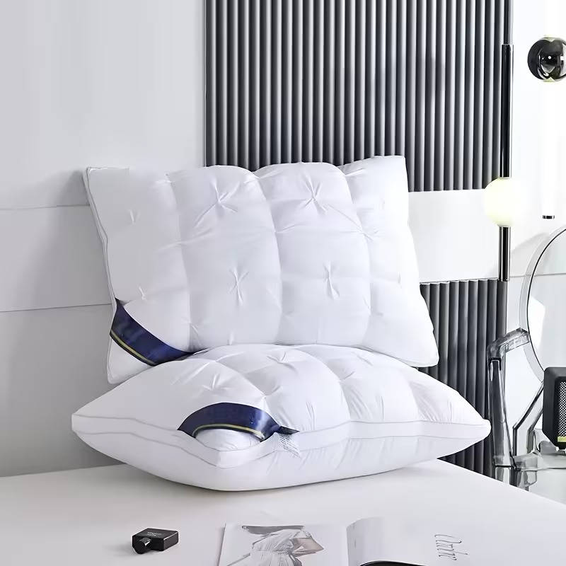 Soft Quilted Bed Pillows Microfiber Fill for Side Sleepers, 2 Pack