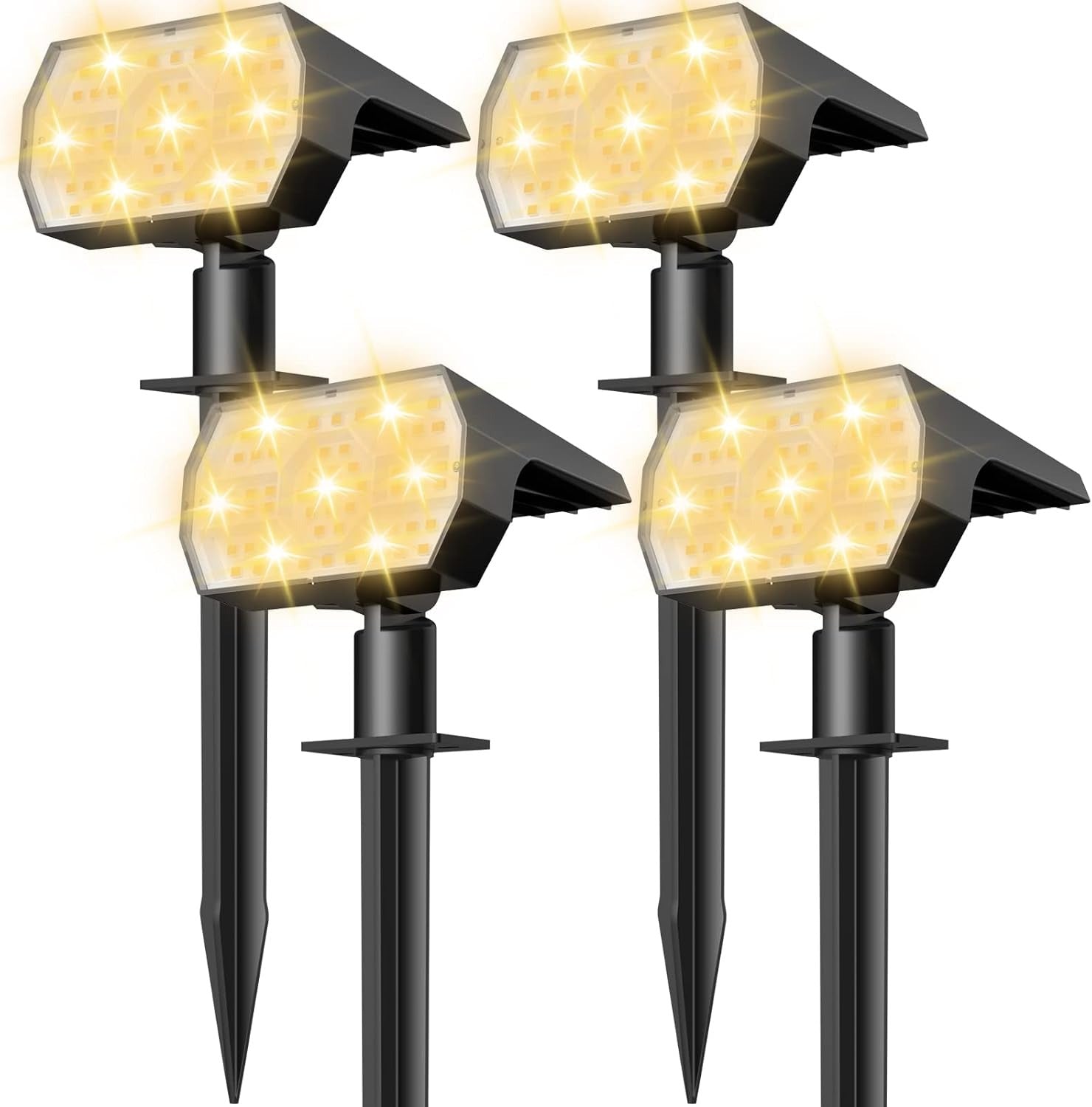 Outdoor Solar Spotlights with 56 LEDs and 3 Brightness Modes, Set of 4