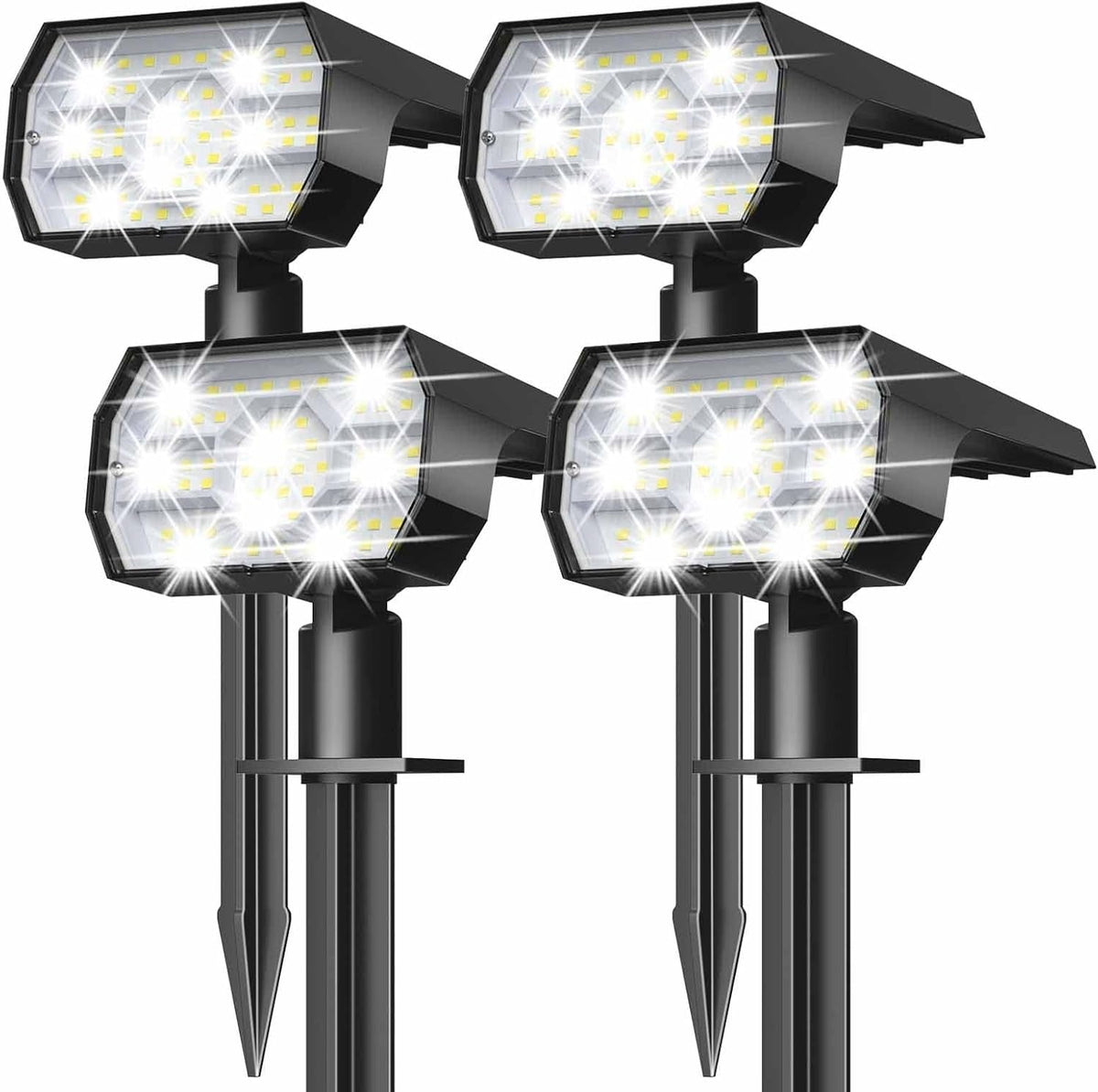 Outdoor Solar Spotlights with 56 LEDs and 3 Brightness Modes, Set of 4