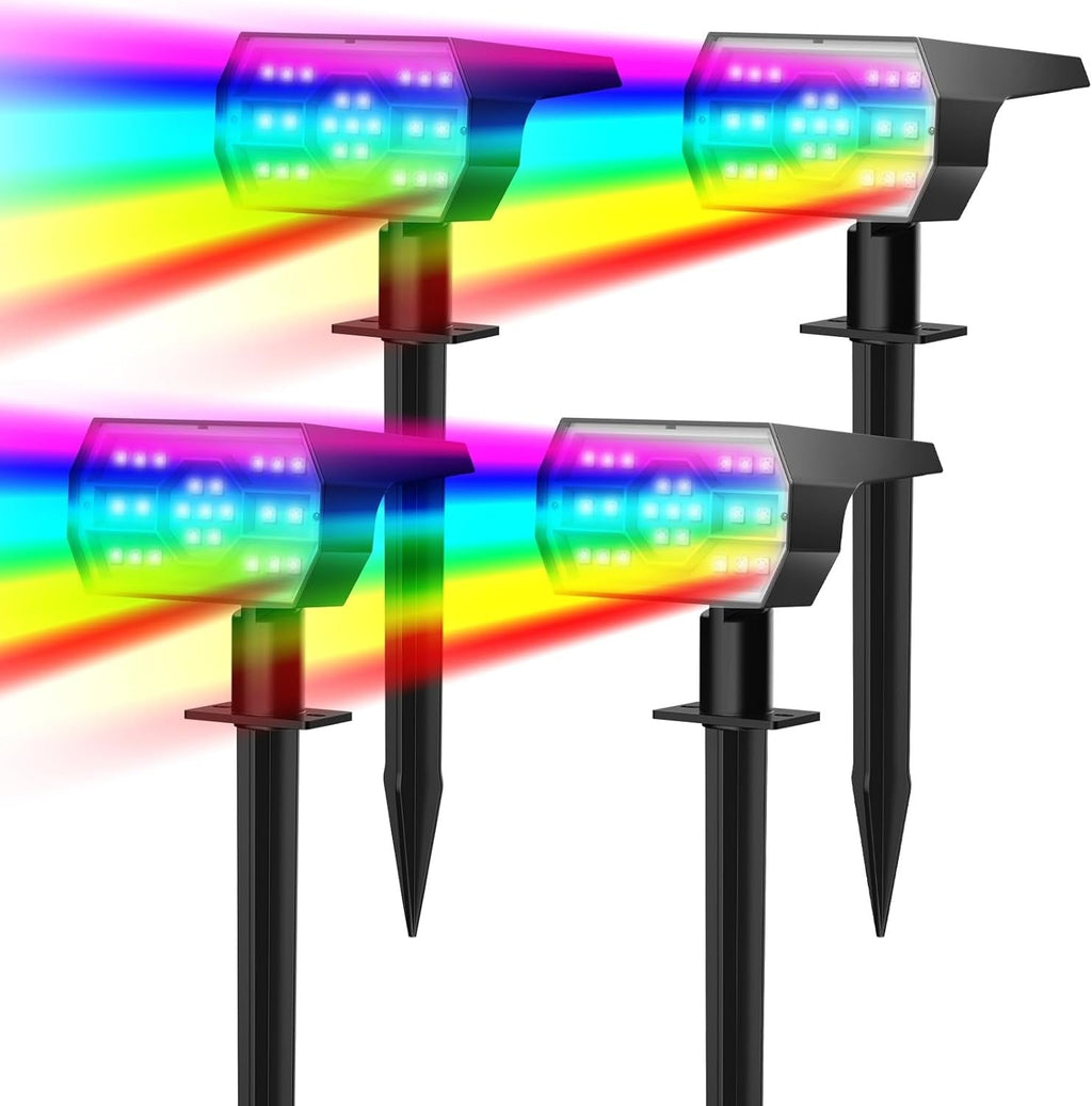 Outdoor Solar Spotlights with 56 LEDs and 3 Brightness Modes, Set of 4